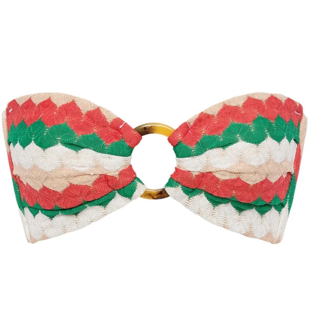 MONTCE Gelato Tori Ties Bandeau Bikini Top Knit Multi Chevron XXS